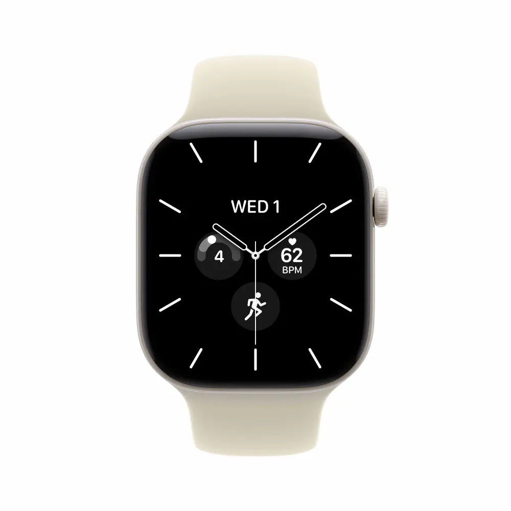 WatchUp™ Watch Series 12 GPS + Cellular Pearl White Ceramic Case with Sand Sport Band