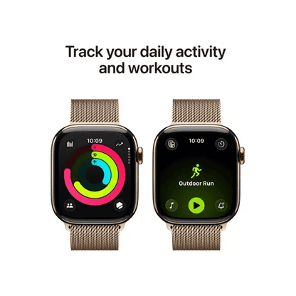 WatchUp™ Watch Series 11 GPS + Cellular  Gold Titanium Case with Gold Milanese Loop