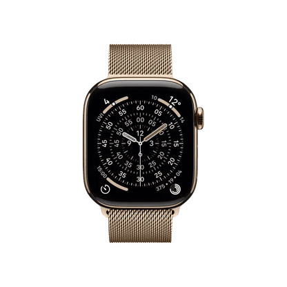 WatchUp™ Watch Series 11 GPS + Cellular  Gold Titanium Case with Gold Milanese Loop