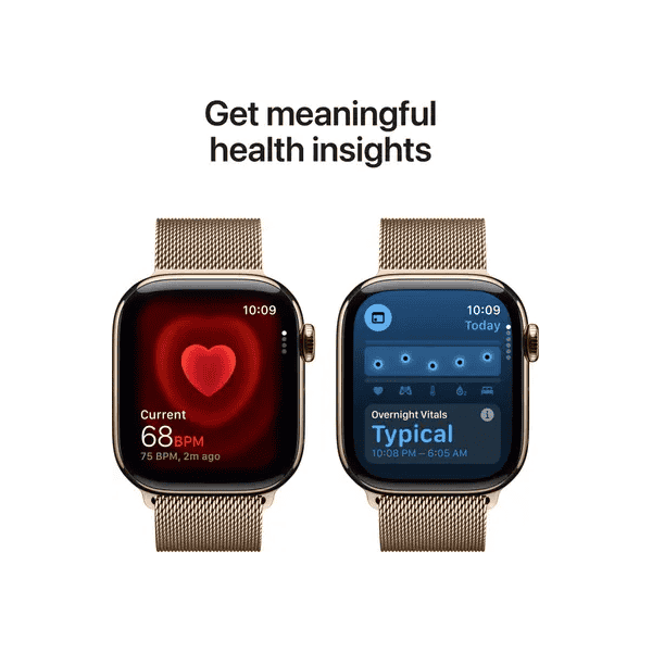 WatchUp™ Watch Series 11 GPS + Cellular  Gold Titanium Case with Gold Milanese Loop