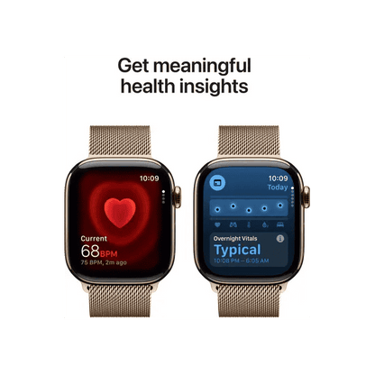 WatchUp™ Watch Series 11 GPS + Cellular  Gold Titanium Case with Gold Milanese Loop