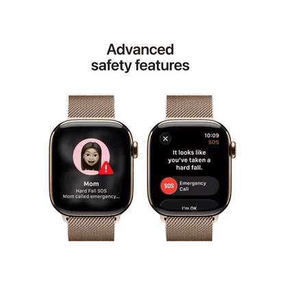 WatchUp™ Watch Series 11 GPS + Cellular  Gold Titanium Case with Gold Milanese Loop